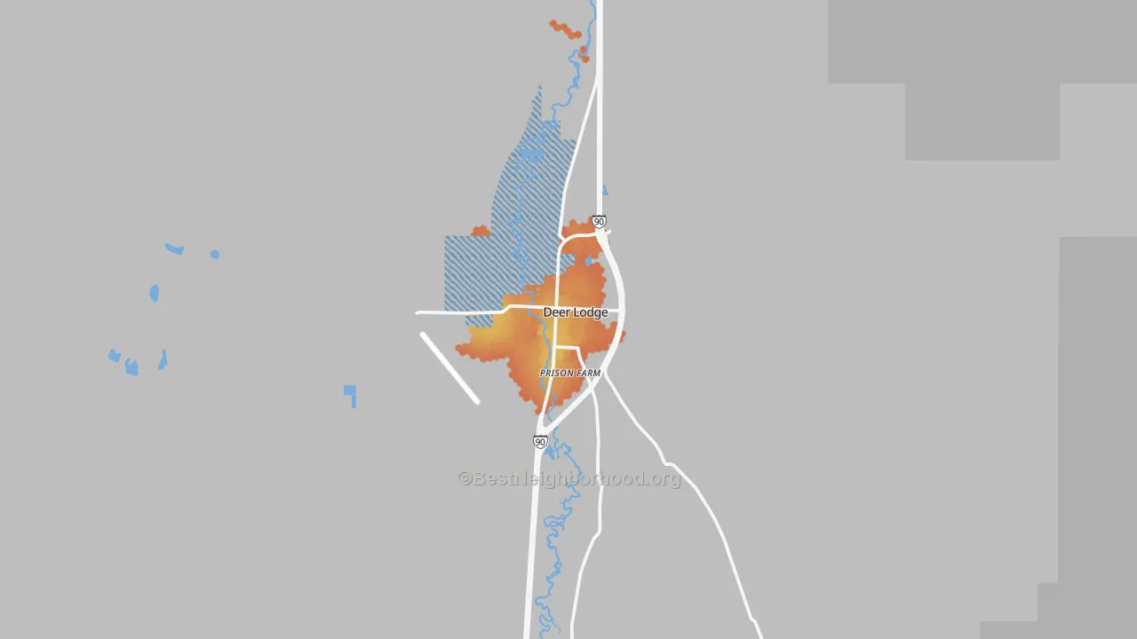 Bike Grade map of Deer Lodge, MT