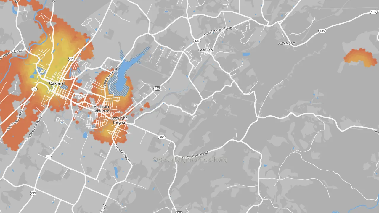 Bike Grade map of Deer Park, MD