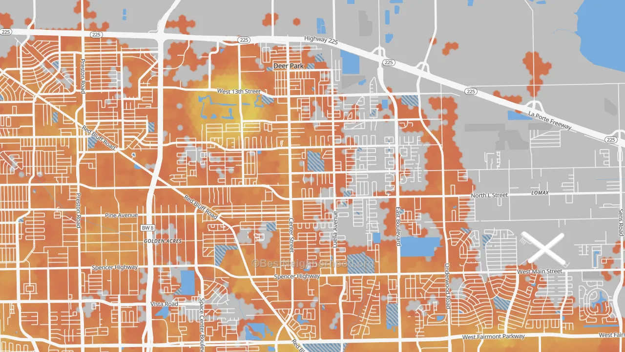 Bike Grade map of Deer Park, TX