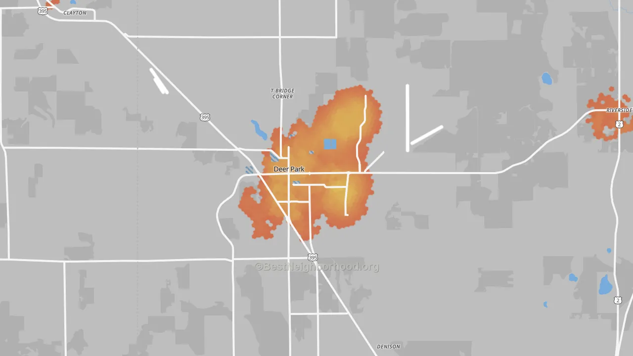 Bike Grade map of Deer Park, WA