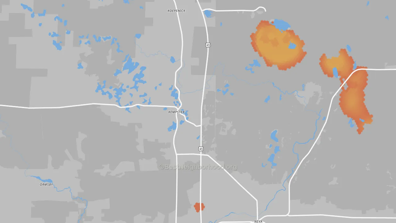 Bike Grade map of Deerbrook, WI