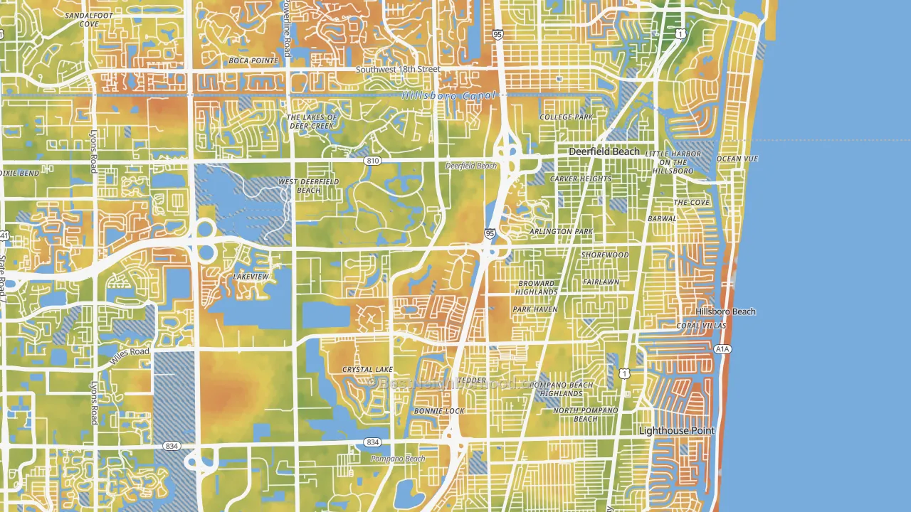 Bike Grade map of Deerfield Beach, FL