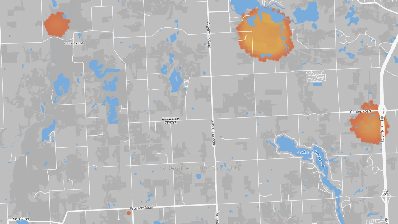 Bike Grade map of Deerfield Center, MI