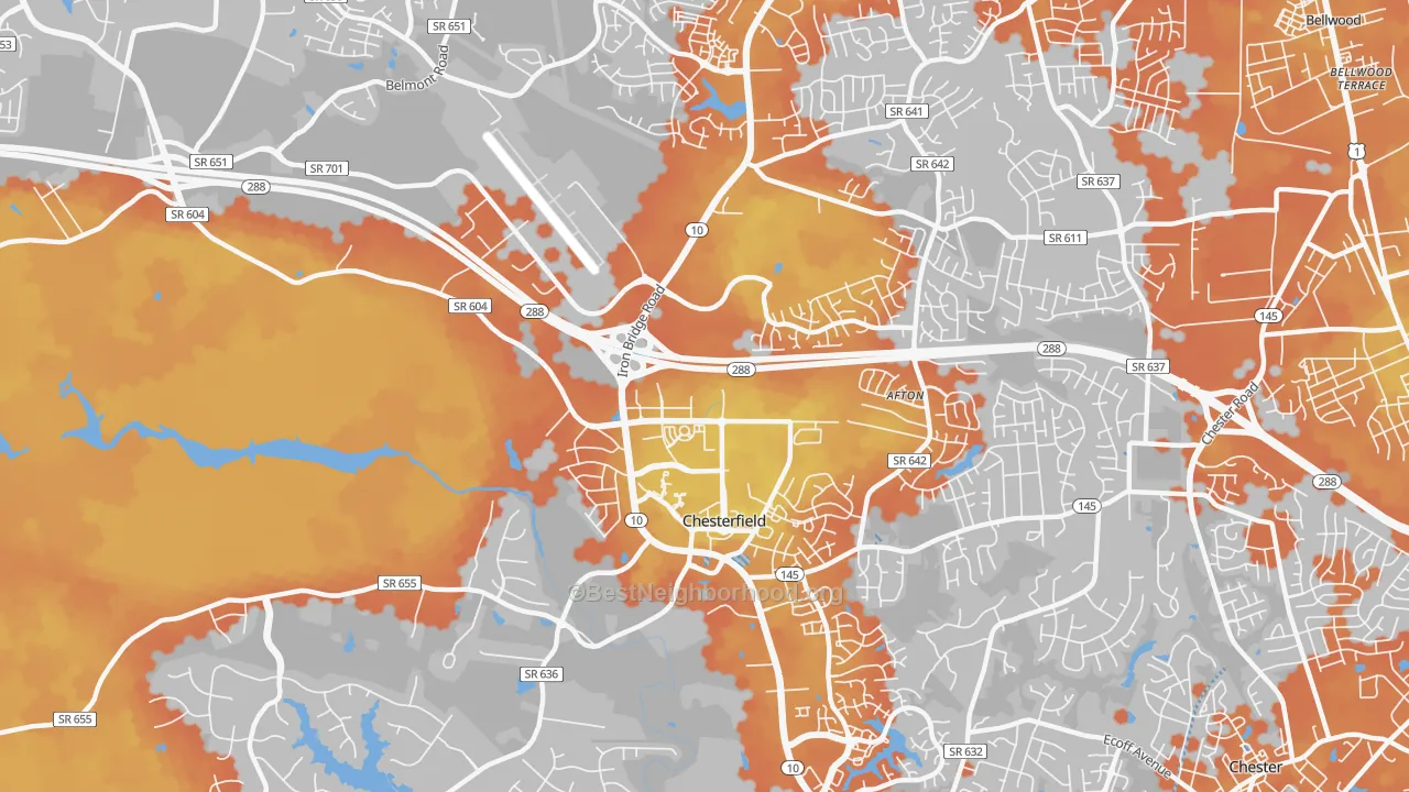 Bike Grade map of Deerfield Estates, VA
