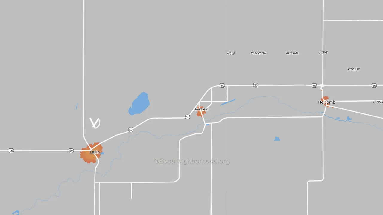 Bike Grade map of Deerfield, KS