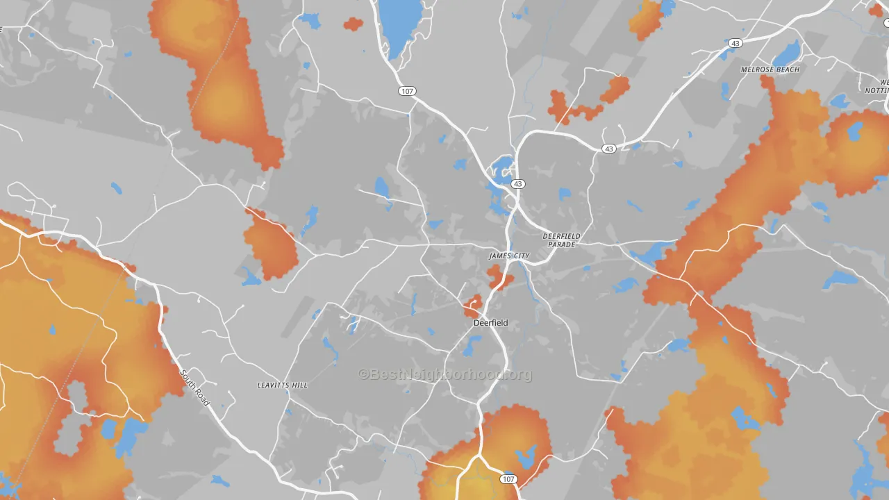Bike Grade map of Deerfield, NH