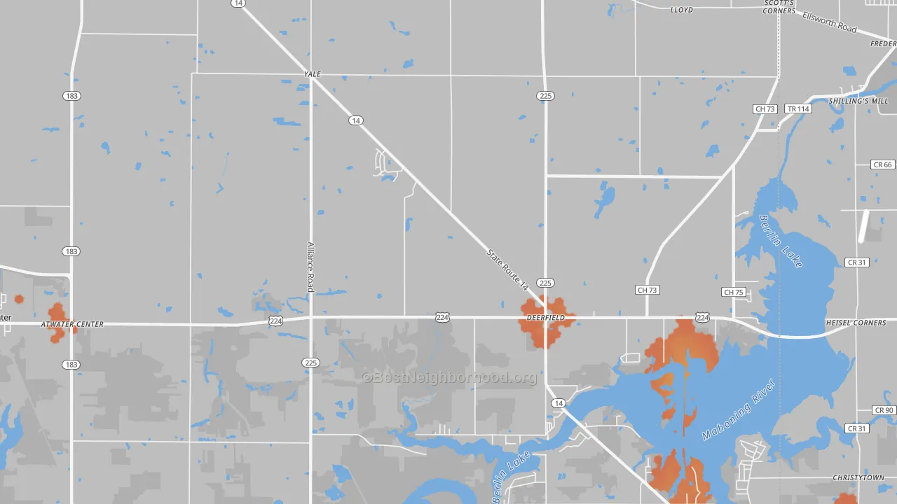 Bike Grade map of Deerfield, OH