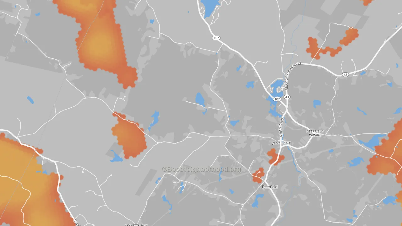 Bike Grade map of Deerfield Parade, NH