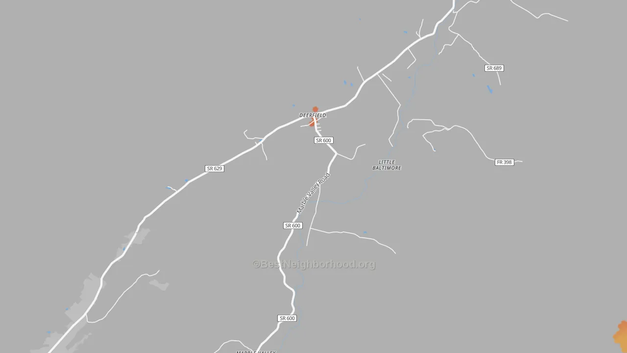 Bike Grade map of Deerfield, VA