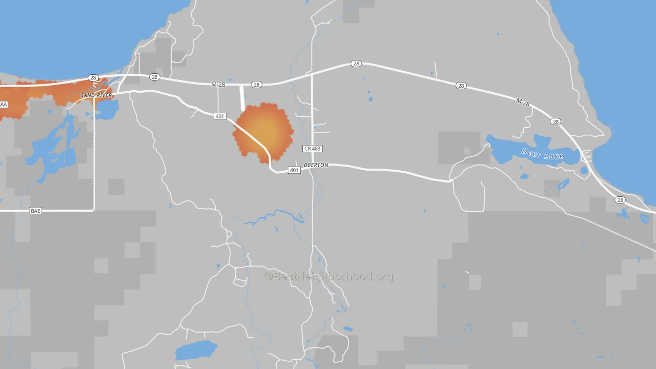 Bike Grade map of Deerton, MI