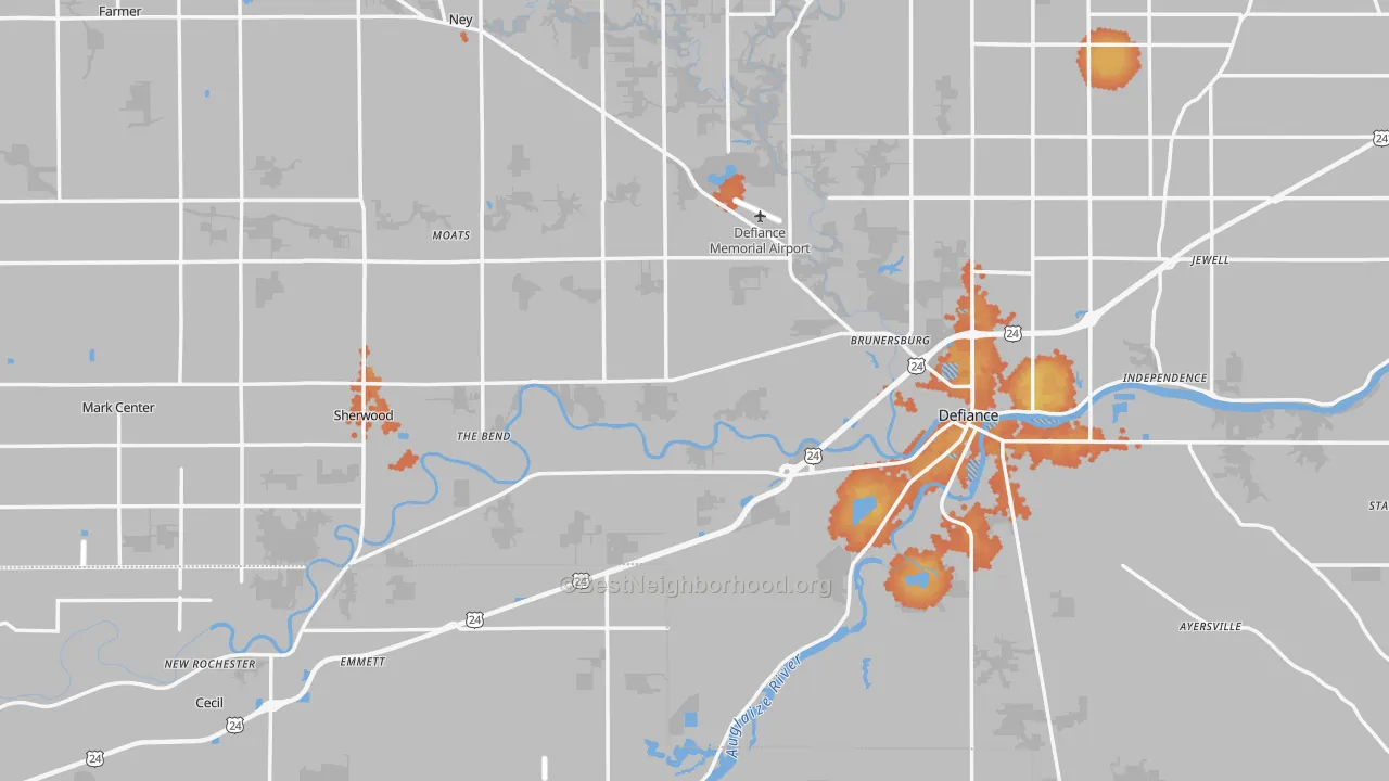 Bike Grade map of Defiance County, OH