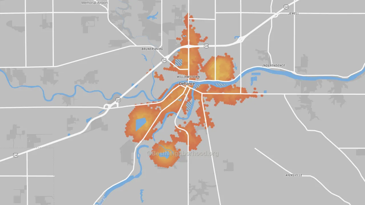 Bike Grade map of Defiance, OH