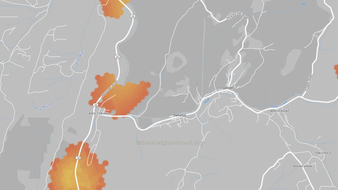 Bike Grade map of Defiance, PA