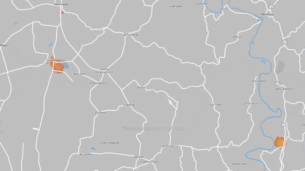 Bike Grade map of DeFoe, KY
