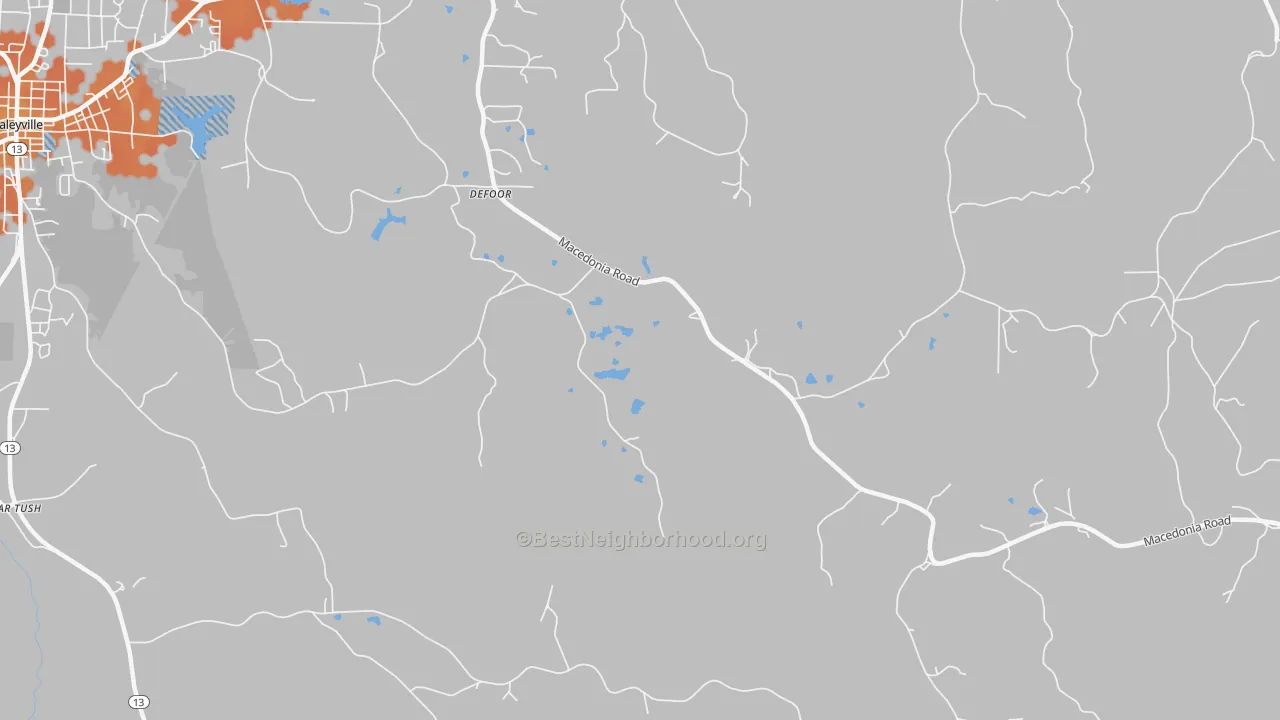 Bike Grade map of DeFoor, AL