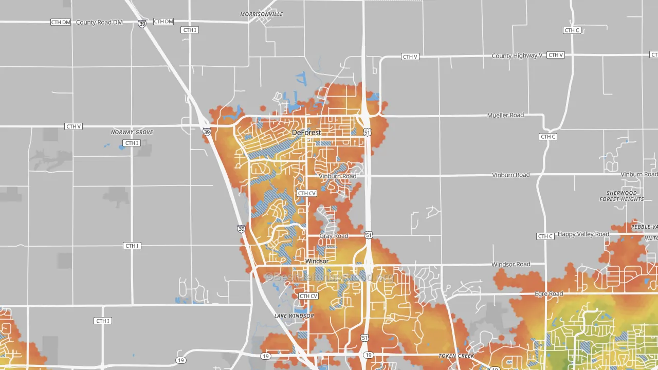 Bike Grade map of DeForest, WI