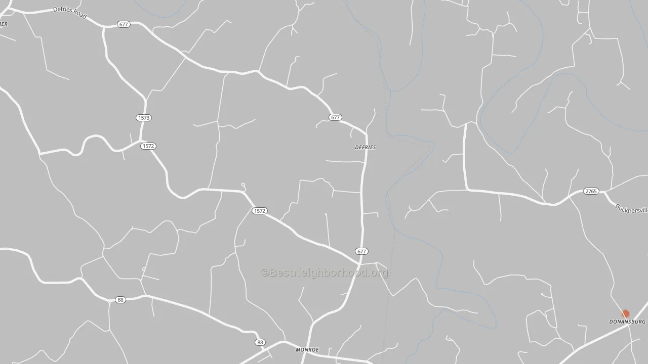 Bike Grade map of Defries, KY