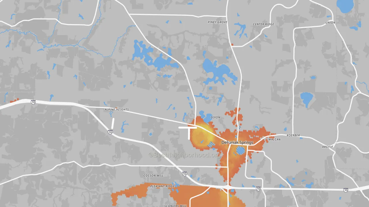 Bike Grade map of DeFuniak Springs, FL