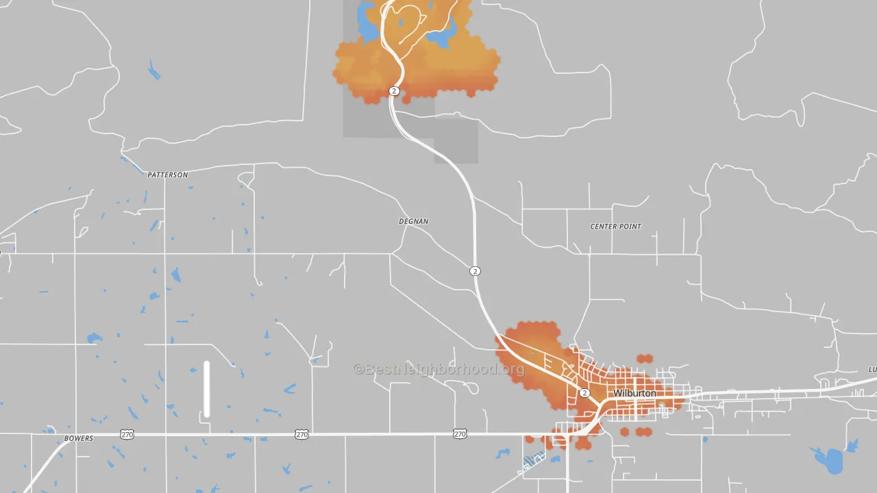 Bike Grade map of Degnan, OK