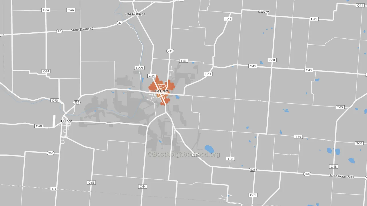 Bike Grade map of DeGraff, OH