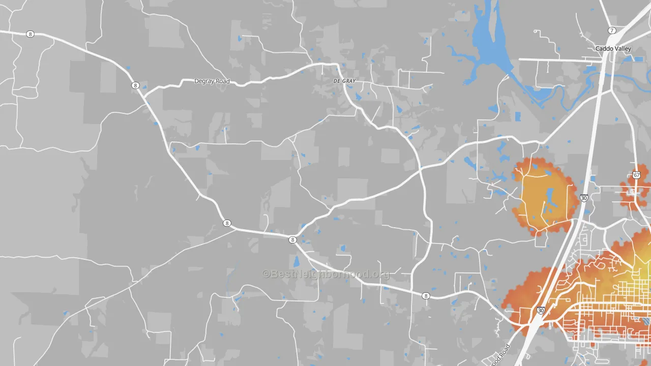 Bike Grade map of DeGray, AR