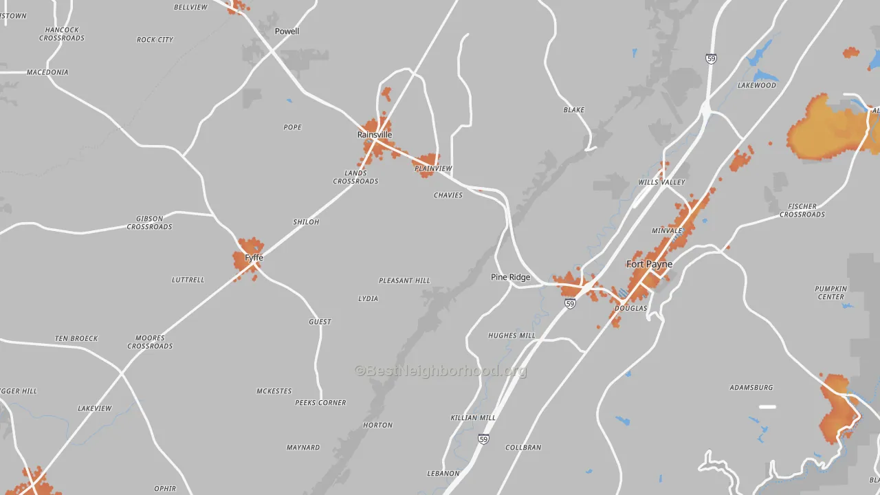 Bike Grade map of DeKalb County, AL
