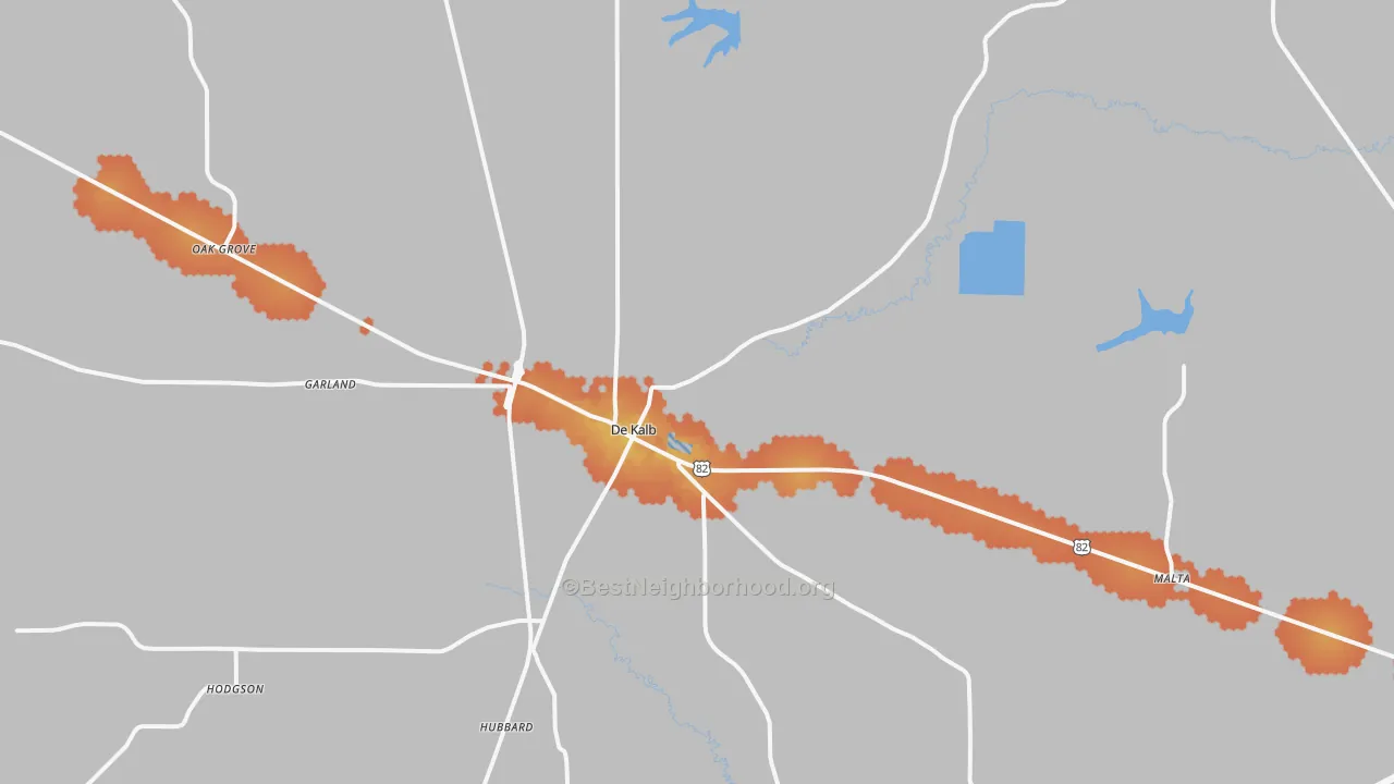 Bike Grade map of DeKalb, TX
