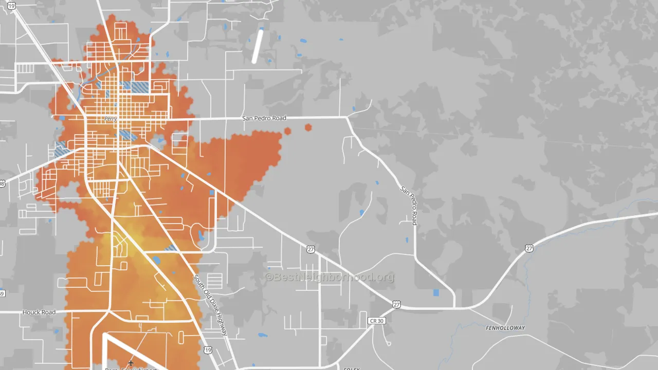 Bike Grade map of Dekle Beach, FL