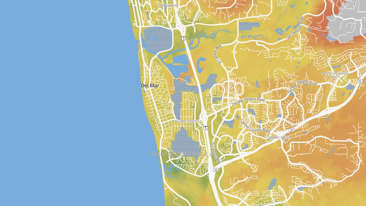 Bike Grade map of Del Mar, CA