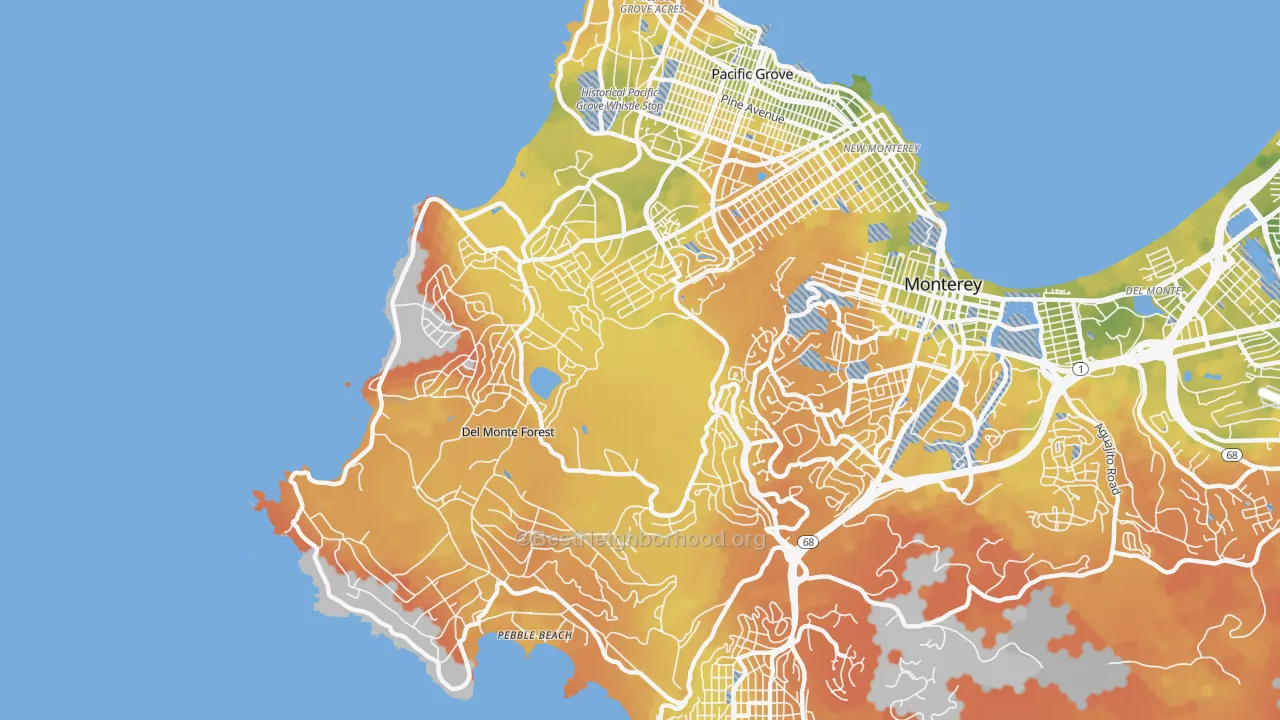 Bike Grade map of Del Monte Forest, CA