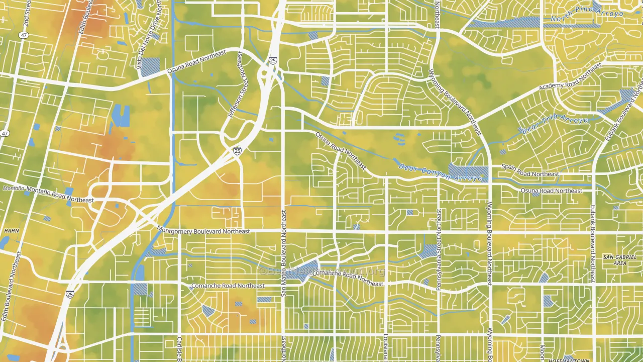 Bike Grade map of Del Norte, Albuquerque, NM