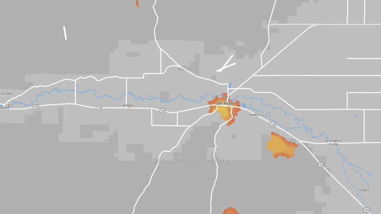 Bike Grade map of Del Norte, CO