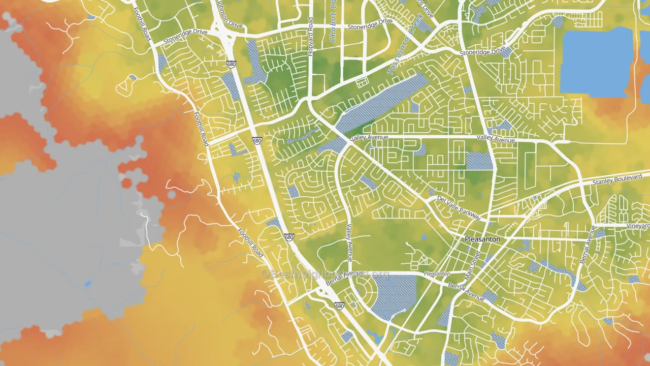 Bike Grade map of Del Prado, Pleasanton, CA