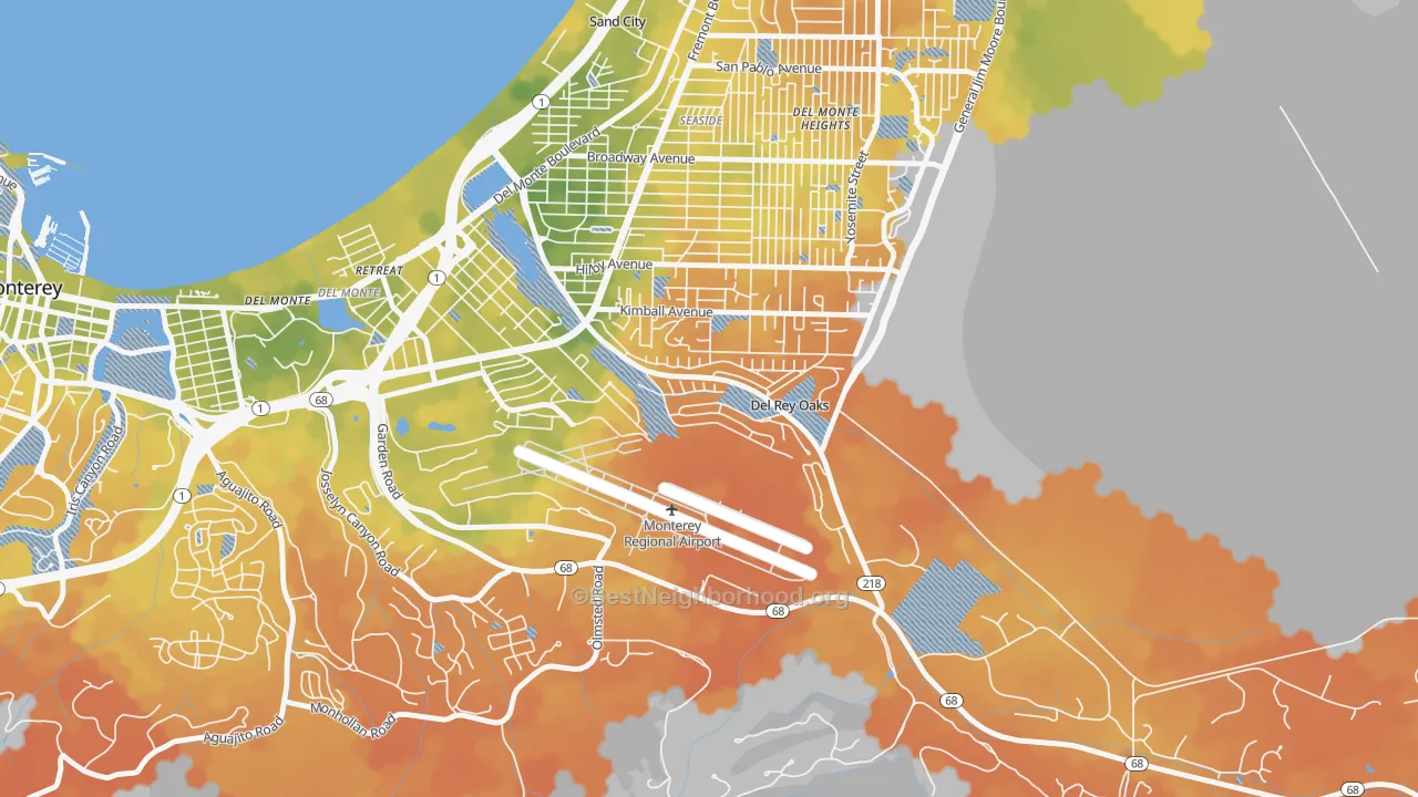 Bike Grade map of Del Rey Oaks, CA