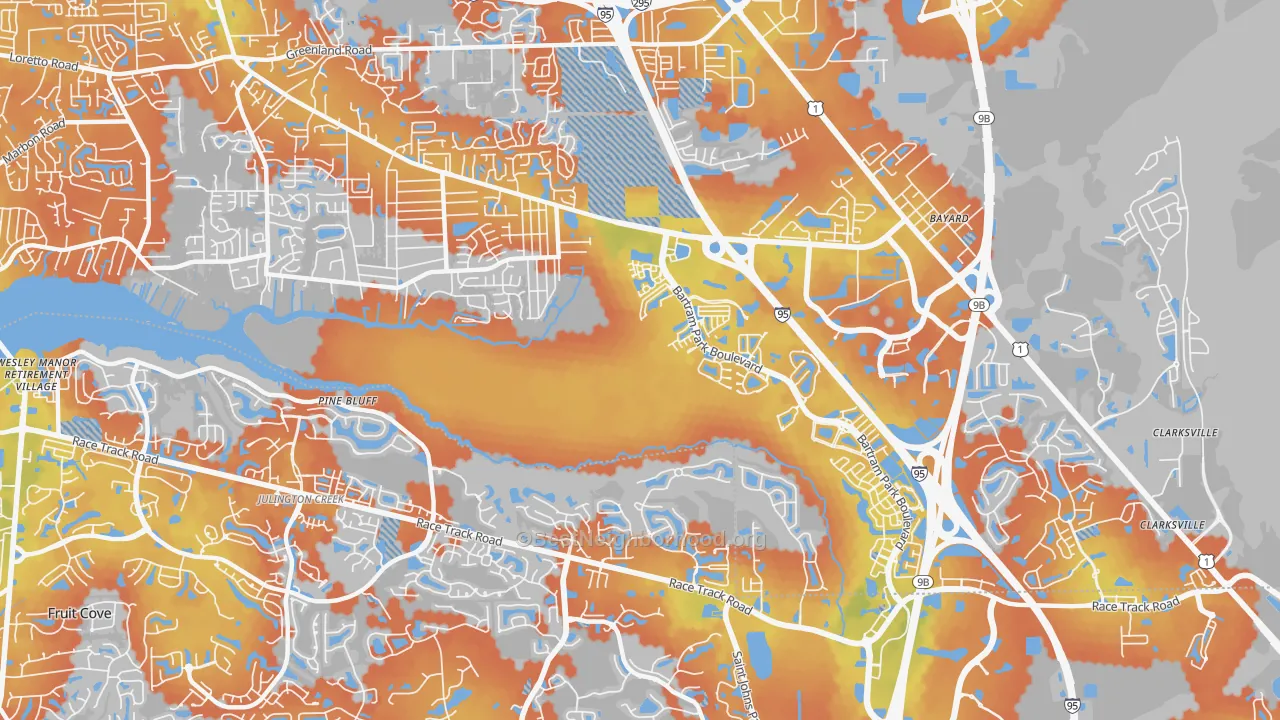 Bike Grade map of Del Rio, Jacksonville, FL