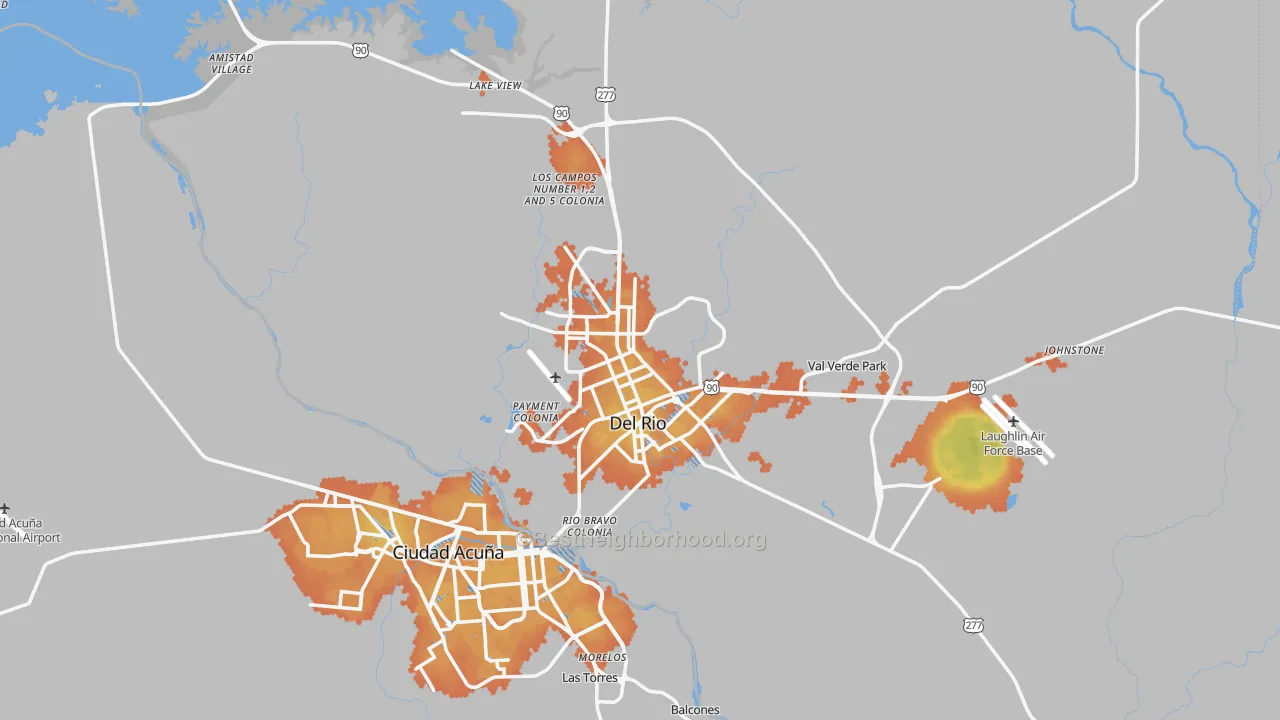 Bike Grade map of Del Rio, TX