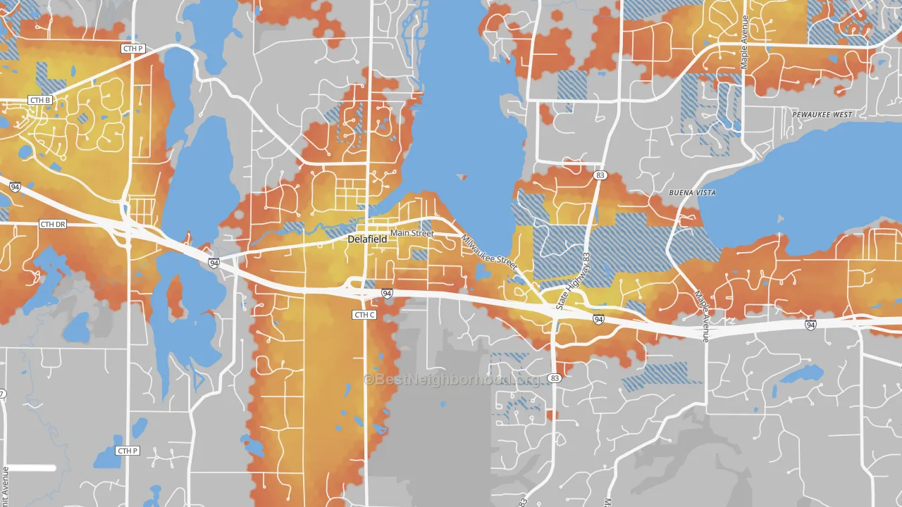 Bike Grade map of Delafield, WI