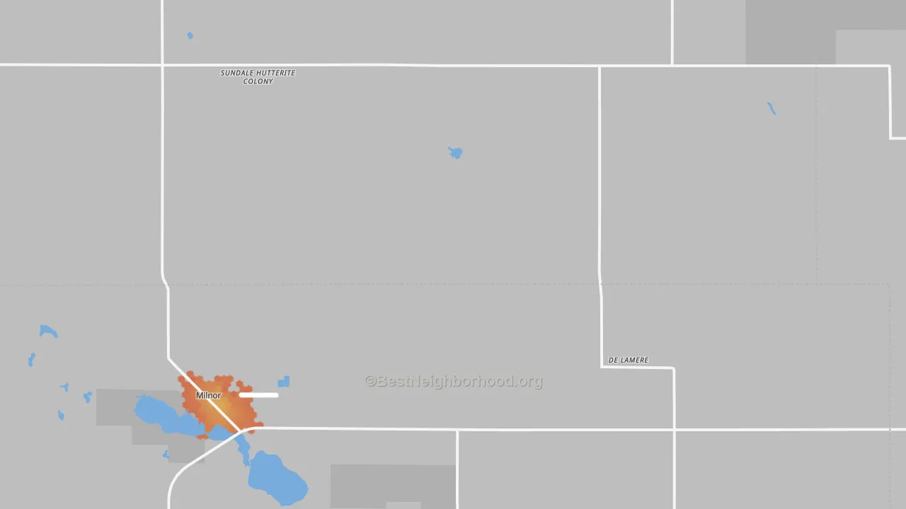 Bike Grade map of DeLamere, ND