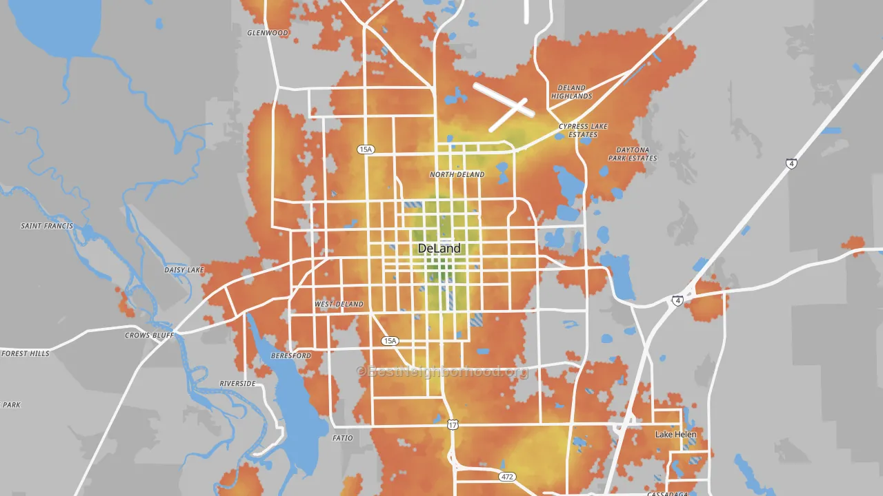 Bike Grade map of DeLand, FL