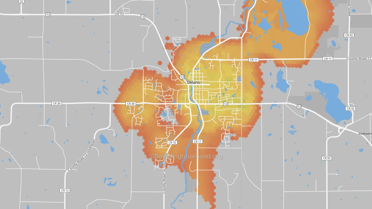 Bike Grade map of Delano, MN