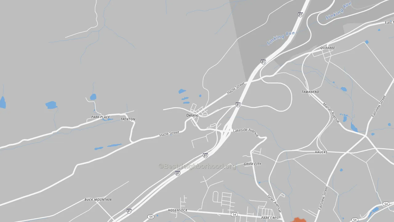 Bike Grade map of Delano, PA