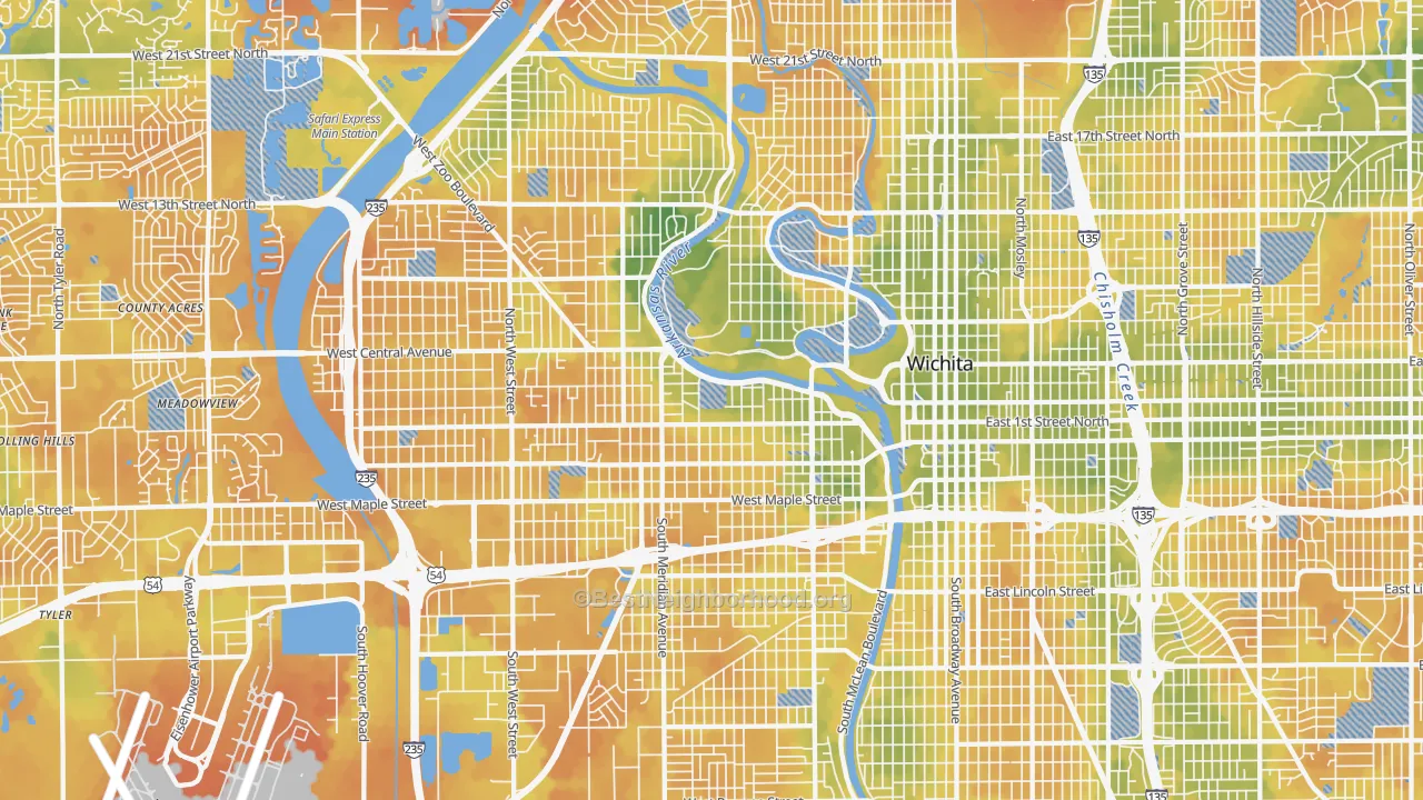 Bike Grade map of Delano, Wichita, KS