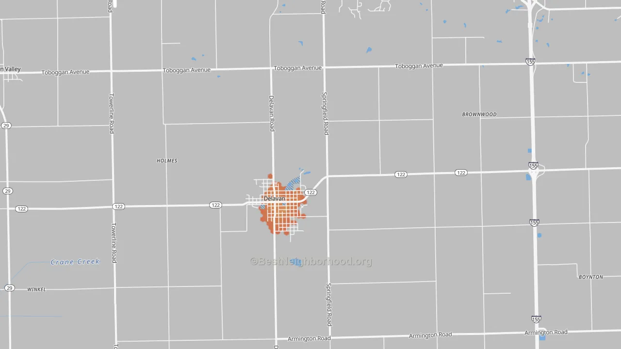 Bike Grade map of Delavan, IL