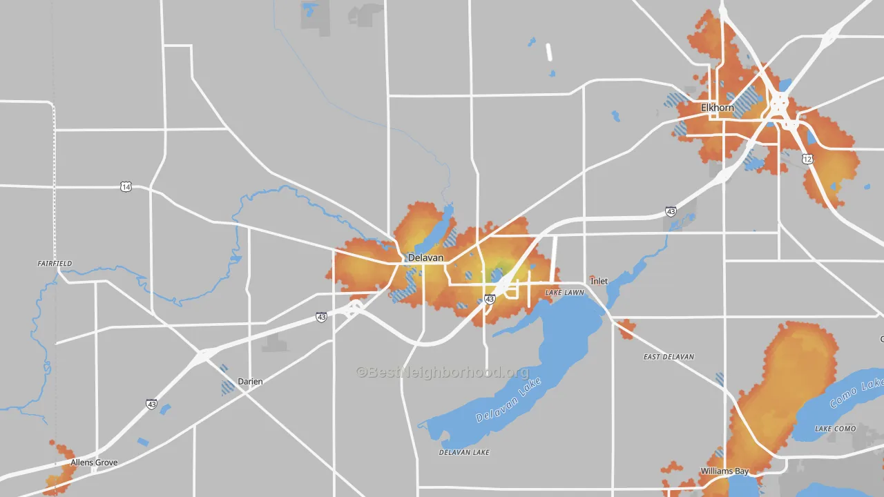 Bike Grade map of Delavan, WI