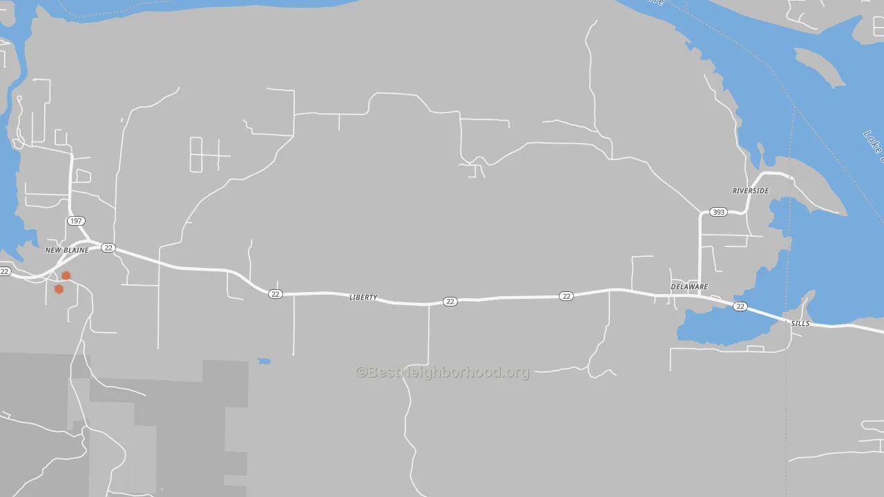 Bike Grade map of Delaware, AR