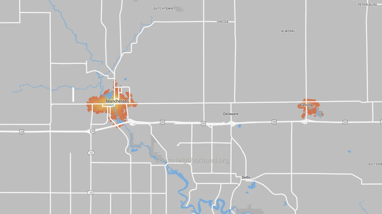 Bike Grade map of Delaware County, IA