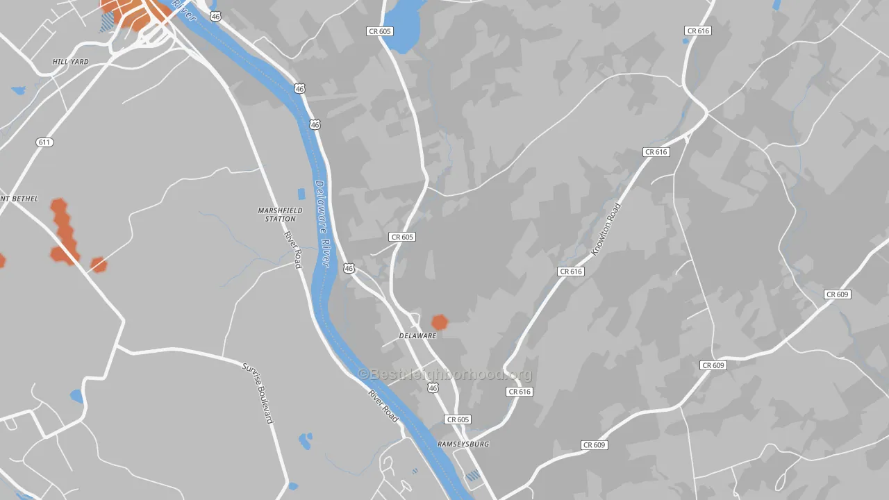 Bike Grade map of Delaware, NJ