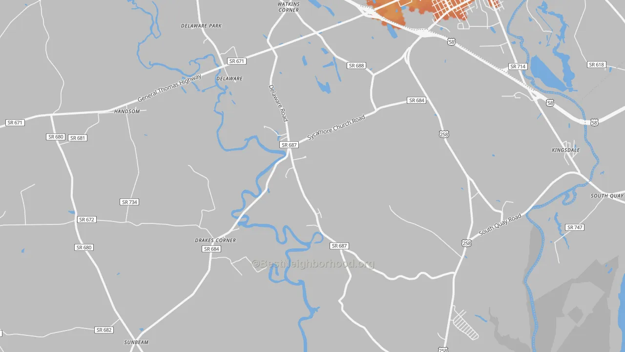 Bike Grade map of Delaware, VA