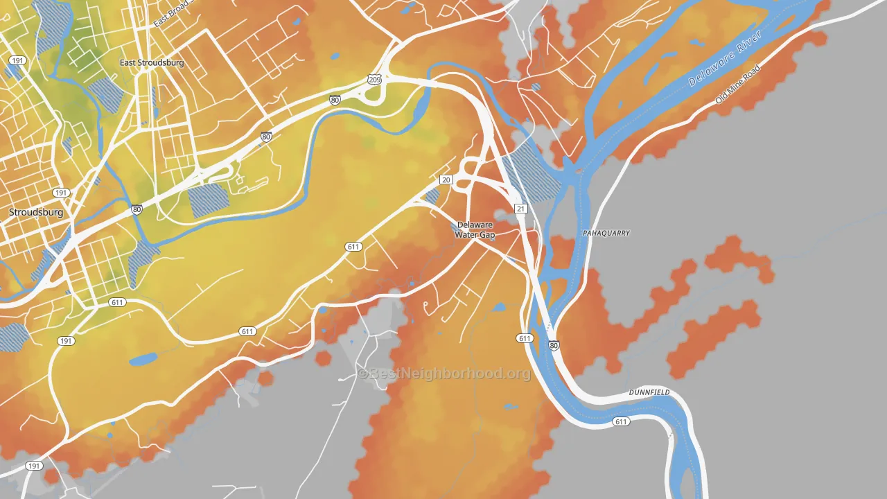 Bike Grade map of Delaware Water Gap, PA