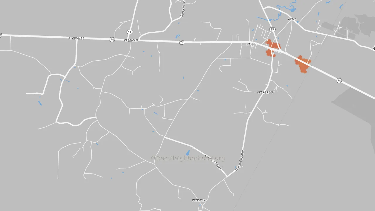 Bike Grade map of Delco, NC
